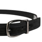 Dolce & Gabbana Men Black Viscose Silver Metal Buckle Belt