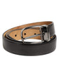 Dolce & Gabbana Men Black Leather Classic Metal Buckle Belt