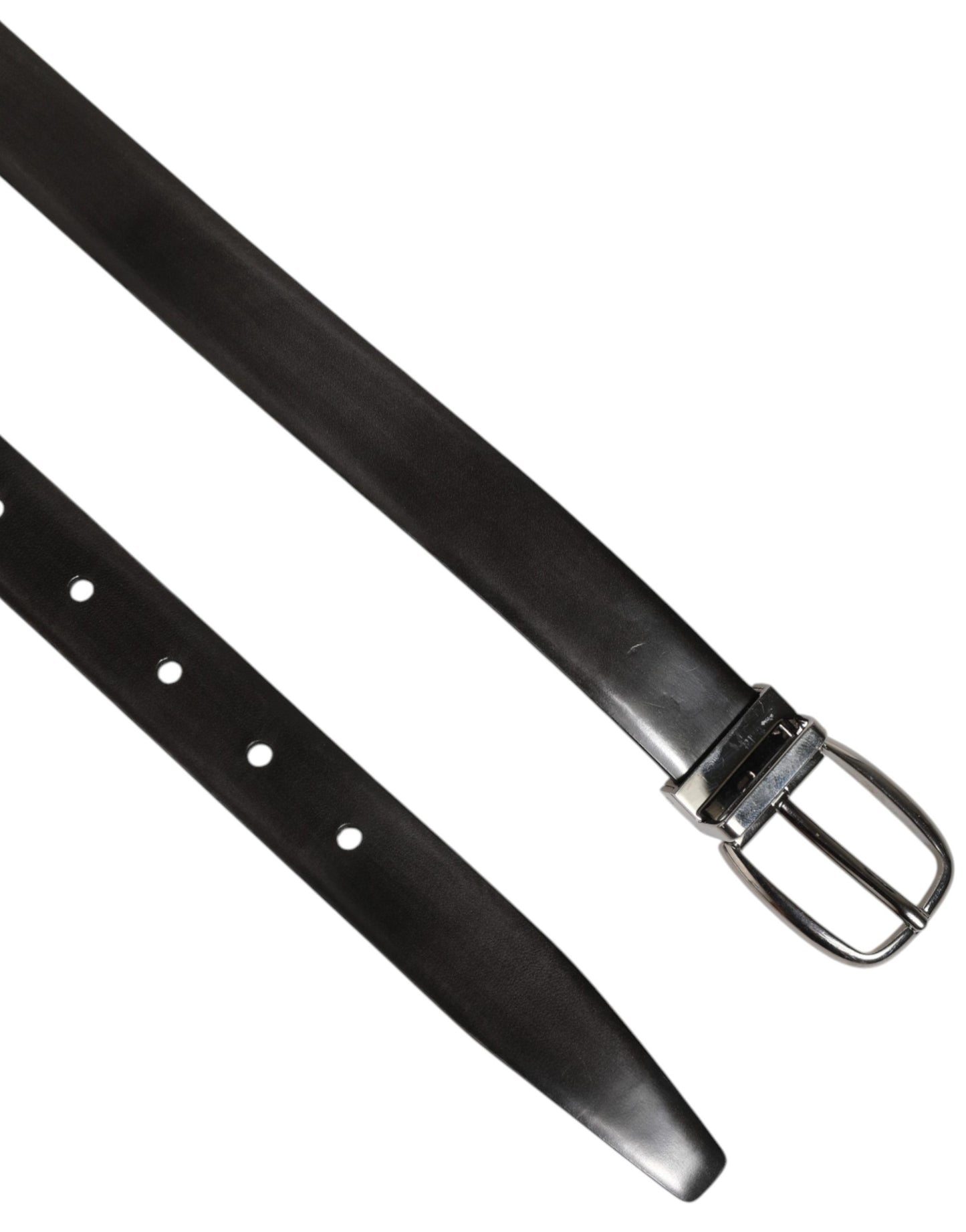 Dolce & Gabbana Men Black Leather Classic Metal Buckle Belt