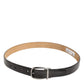 Dolce & Gabbana Men Black Leather Classic Metal Buckle Belt