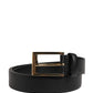 Dolce & Gabbana Men Black Classic Leather Metal Buckle Belt