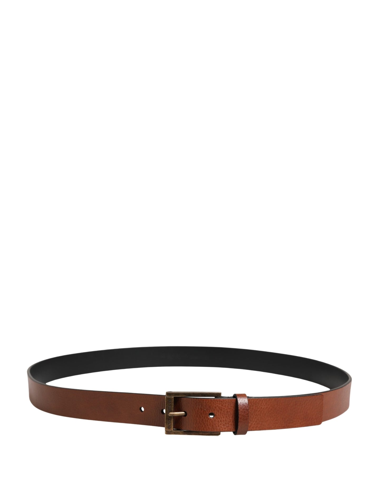 Dolce & Gabbana Men Brown Leather Classic Metal Buckle Belt