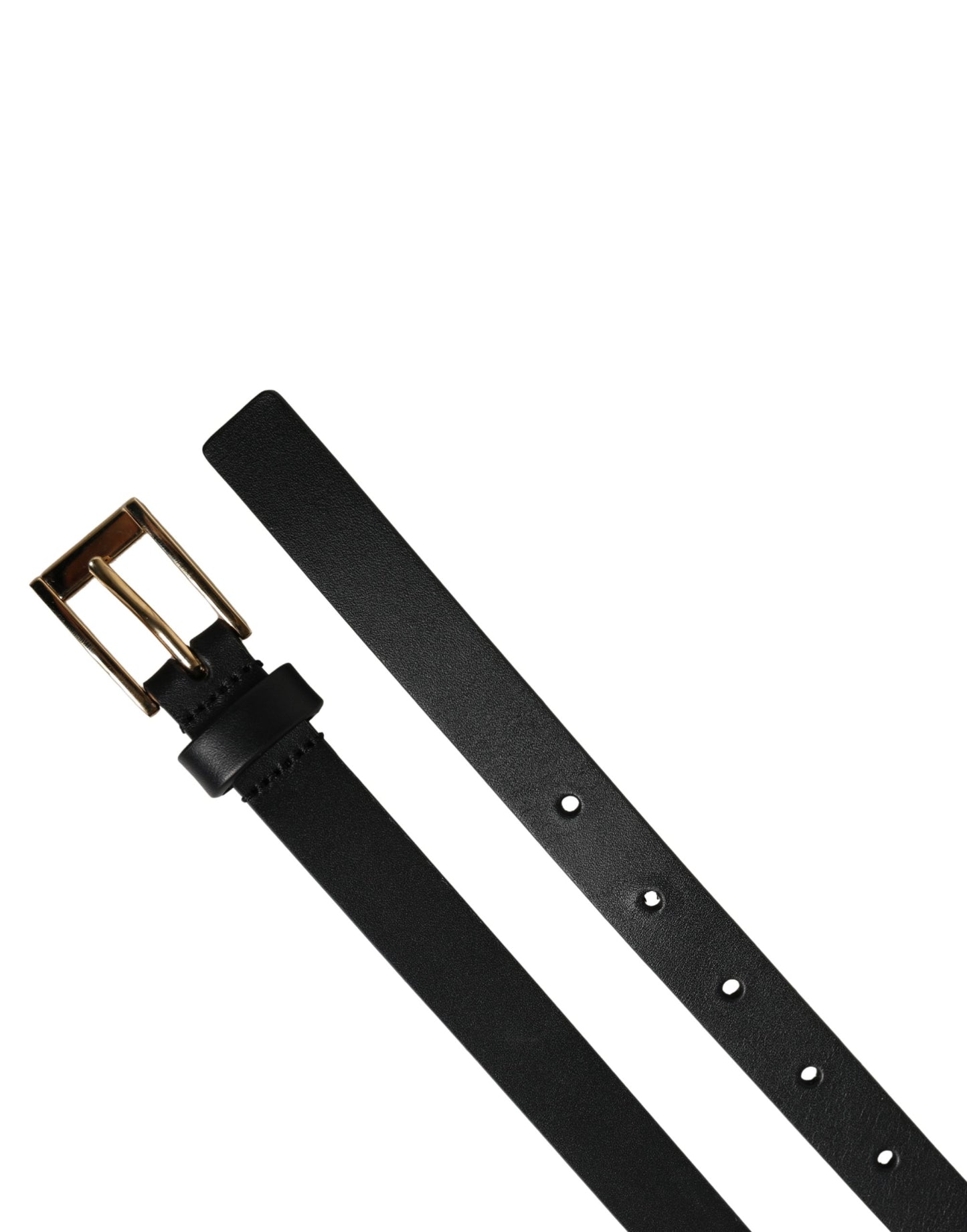 Dolce & Gabbana Men Black Leather Classic Metal Buckle Belt
