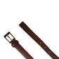 Dolce & Gabbana Men Brown Leather Classic Metal Buckle Belt