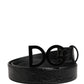 Dolce & Gabbana Men Black Exotic Leather Logo Buckle Belt