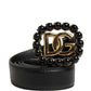 Dolce & Gabbana Black Leather DG Logo Embellished Buckle Belt