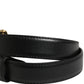 Dolce & Gabbana Black Leather DG Logo Embellished Buckle Belt