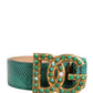Dolce & Gabbana Green Leather DG Logo Embellished Buckle Belt