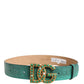 Dolce & Gabbana Green Leather DG Logo Embellished Buckle Belt