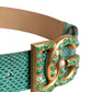 Dolce & Gabbana Green Leather DG Logo Embellished Buckle Belt