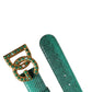 Dolce & Gabbana Green Leather DG Logo Embellished Buckle Belt