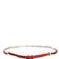 Dolce & Gabbana Red Velvet Crystals Chain Embellished Belt