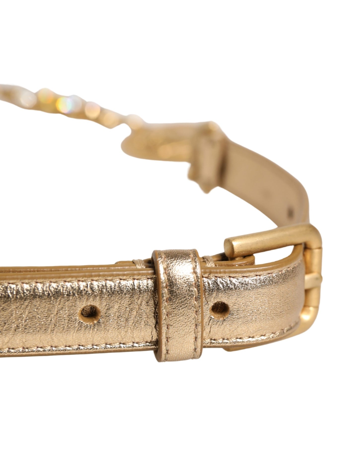 Dolce & Gabbana Gold Brass Chain Coin Embellished Metal Buckle Belt