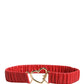 Dolce & Gabbana Red Leather Gold Heart Metal Buckle Belt