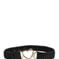 Dolce & Gabbana Black Leather Gold Heart Metal Buckle Belt