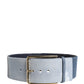 Dolce & Gabbana Blue Two Tone Denim Gold Metal Buckle Belt
