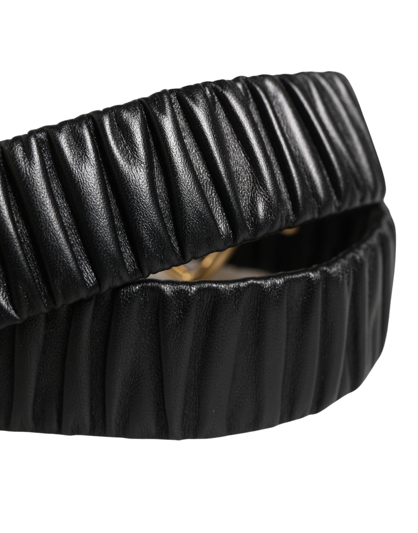 Dolce & Gabbana Black Leather Gold Heart Metal Buckle Belt