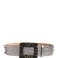 Dolce & Gabbana Silver Leather Crystal Metal Buckle Belt