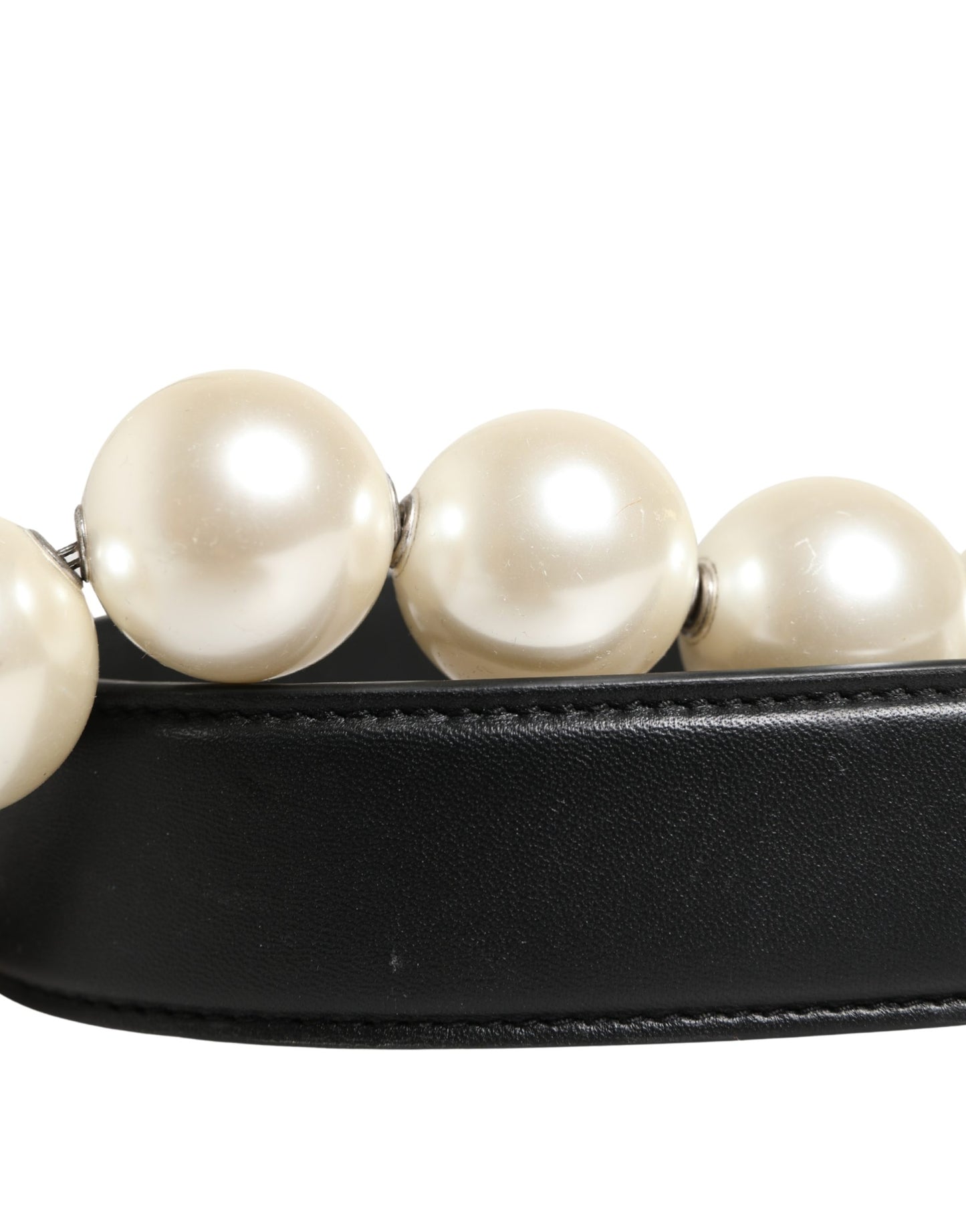 Dolce & Gabbana Black Leather Silver Chain Bag Accessory Shoulder Strap