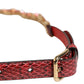 Dolce & Gabbana Red Leather Daisy Crystal Embellished Waist Belt