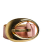 Dolce & Gabbana Pink Satin Leather Oval Metal Buckle Belt