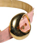 Dolce & Gabbana Pink Satin Leather Oval Metal Buckle Belt