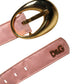 Dolce & Gabbana Pink Satin Leather Oval Metal Buckle Belt
