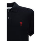 Ami Paris Black Cotton Polo Shirt