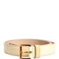 Prada Beige Leather Logo Waist Women Gold Metal Buckle Belt