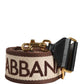 Dolce & Gabbana Beige Logo Print Gold Brass Bag Accessory Shoulder Strap