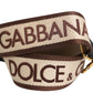 Dolce & Gabbana Beige Logo Print Gold Brass Bag Accessory Shoulder Strap