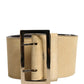 Versace Beige Suede Leather Silver Metal Buckle Belt
