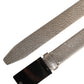 Brunello Cucinelli Metallic Beige Leather Silver Metal Buckle Belt