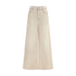 Mother Denim Beige Cotton Flared Jeans