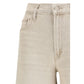 Mother Denim Beige Cotton Flared Jeans
