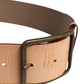 Patrizia Pepe Beige Genuine Leather Wide Waist Metal Buckle Belt