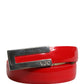 Versace Jeans Couture Red Glossy Leather Metal Buckle Belt