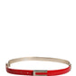 Versace Jeans Couture Red Glossy Leather Metal Buckle Belt