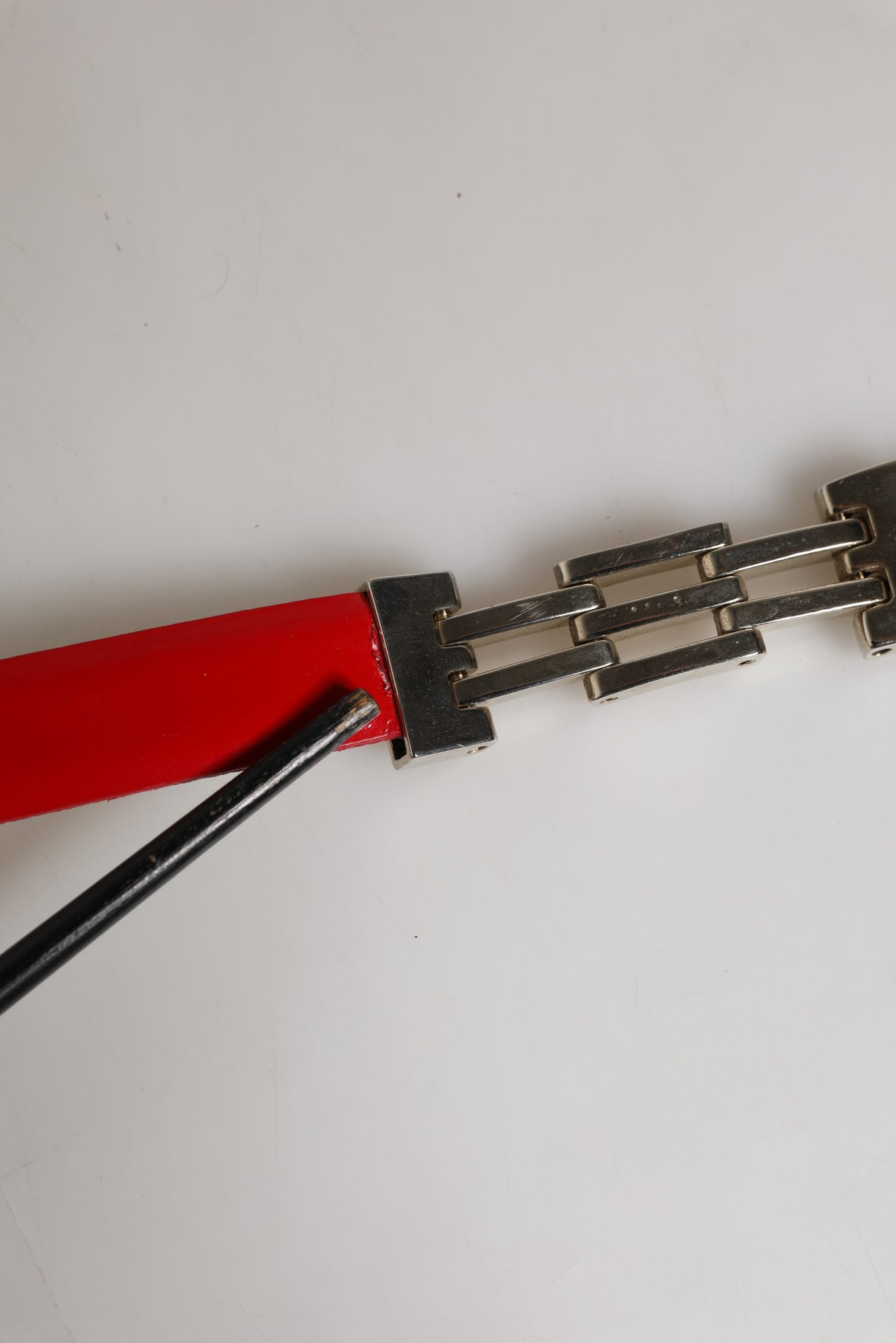 Versace Jeans Couture Red Glossy Leather Metal Buckle Belt