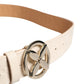 Liu Jo Beige Leather Wide Waist Silver Metal Buckle Waist Women Belt
