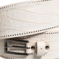 Scervino Street White Textured Leather Wide SilverMetal Buckle Belt
