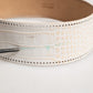 Scervino Street White Textured Leather Wide SilverMetal Buckle Belt