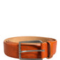 Etro Orange Genuine Leather Silver Metal Buckle Waist Belt