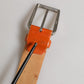 Etro Orange Genuine Leather Silver Metal Buckle Waist Belt