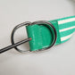 Red Valentino White Green Stripes Canvas Silver Metal Buckle Belt