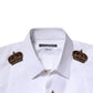 Dolce & Gabbana White GOLD Crown Cotton Dress Formal Shirt
