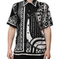 Dolce & Gabbana Black Silk Logo Print Short Sleeves Shirt