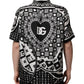Dolce & Gabbana Black Silk Logo Print Short Sleeves Shirt