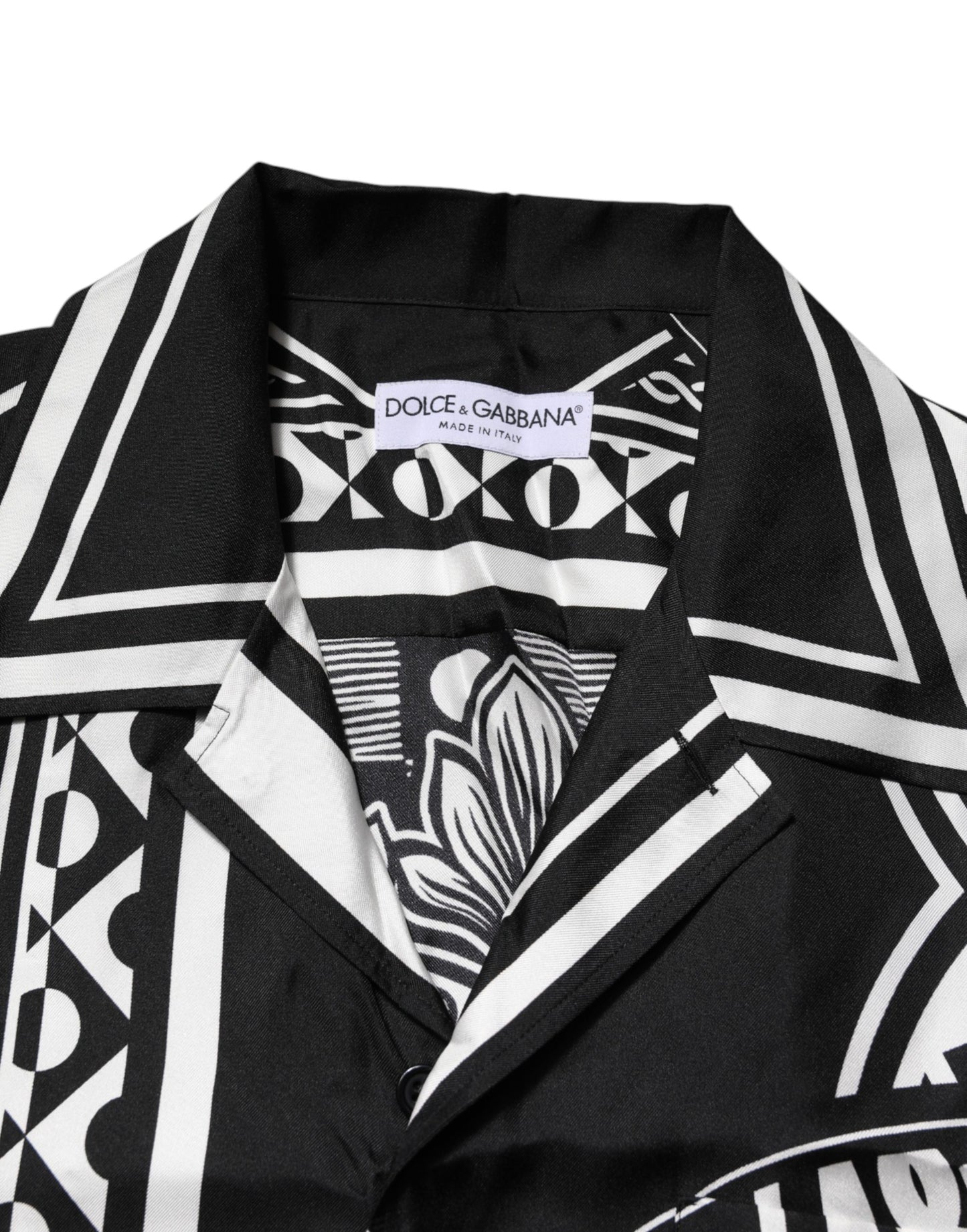 Dolce & Gabbana Black Silk Logo Print Short Sleeves Shirt