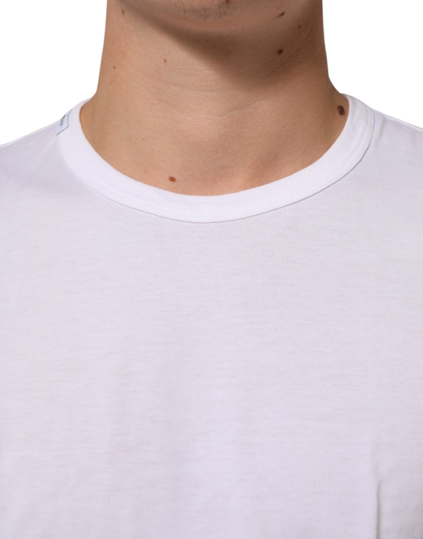 Dolce & Gabbana White Cotton Crew Neck Short Sleeves T-shirt